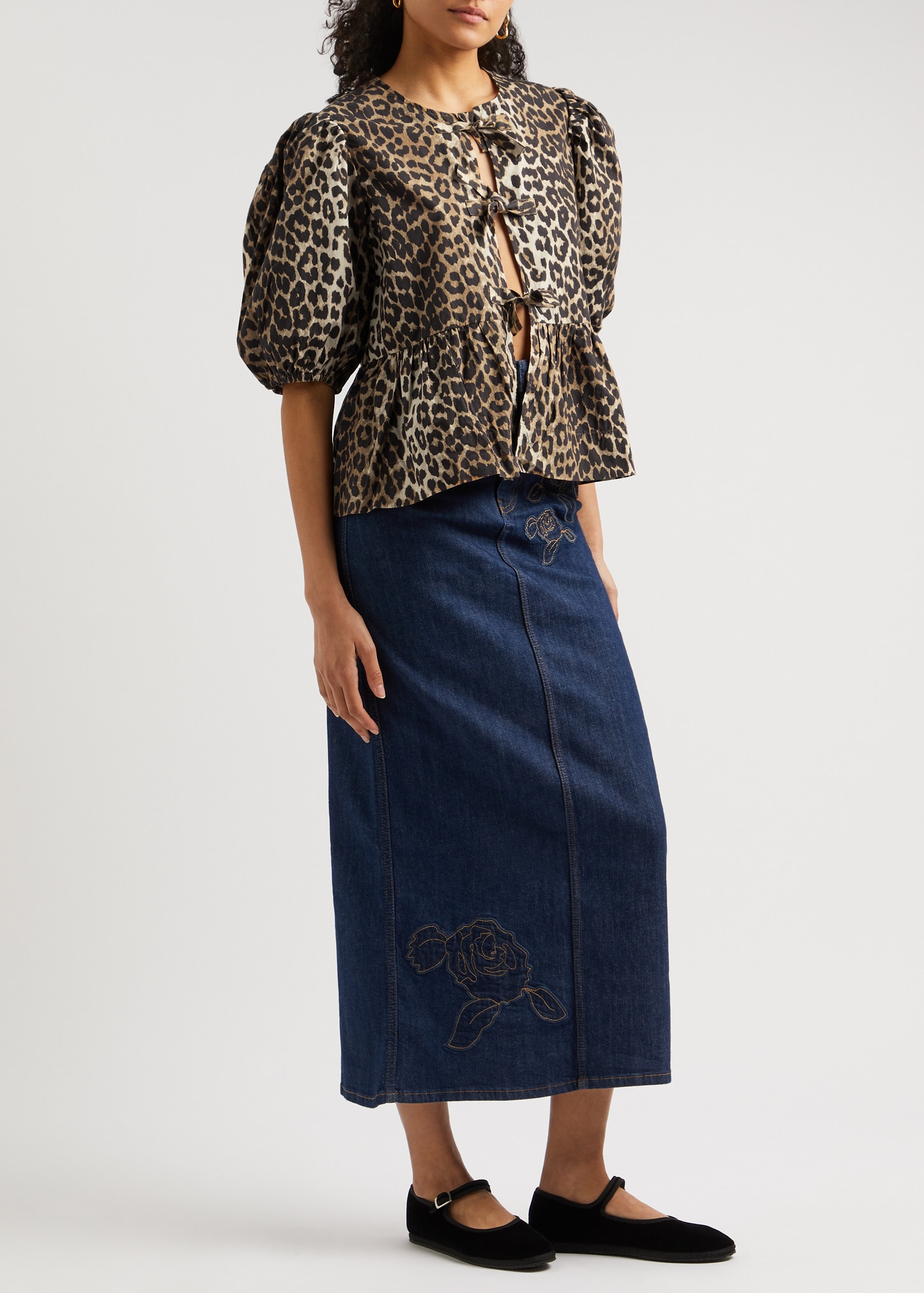 Leopard-print cotton-poplin blouse - 4