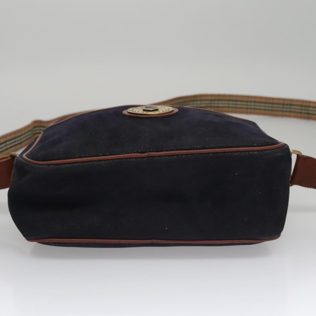 Burberry Shoulder Bag Suede Navy - 9