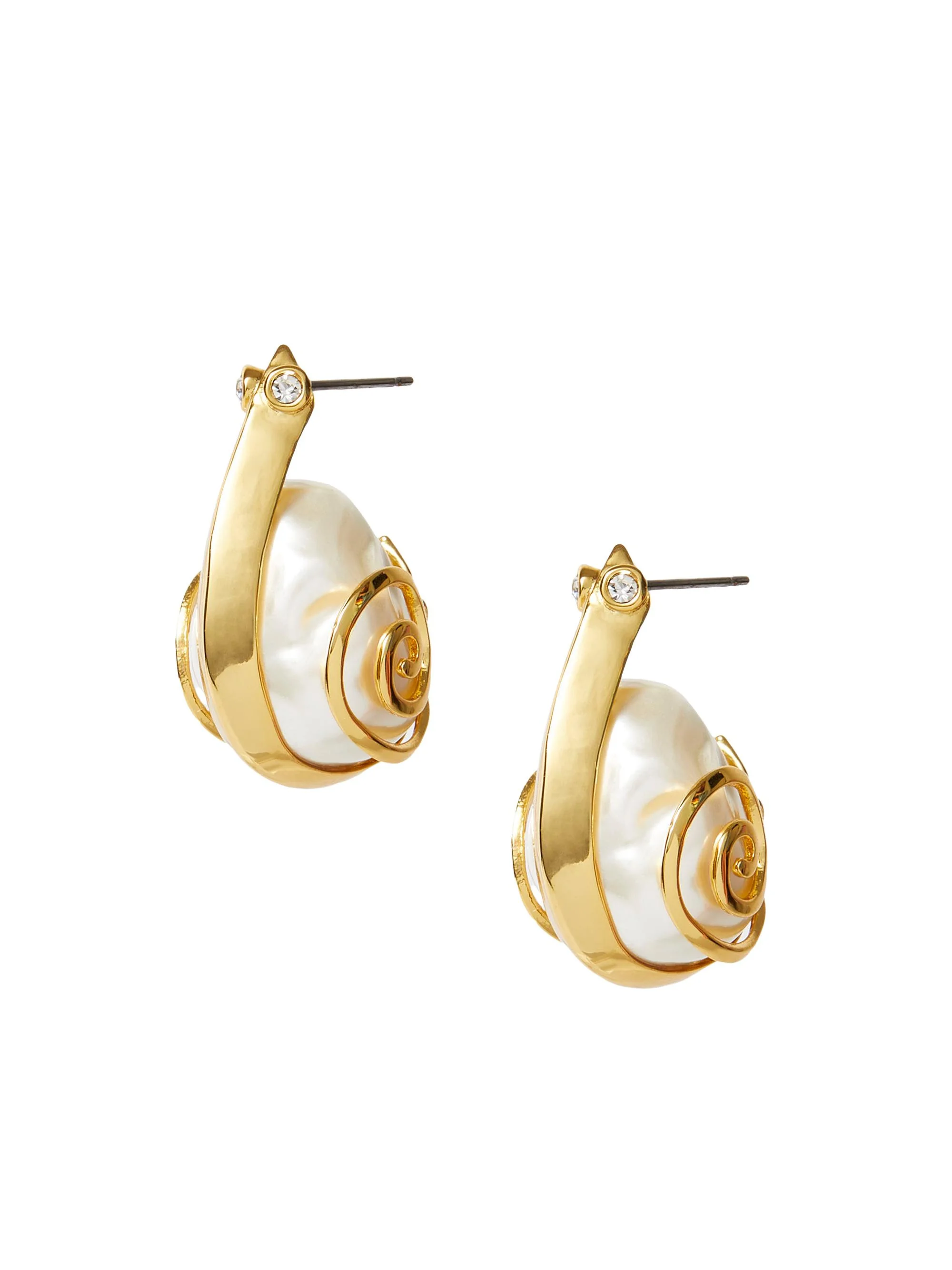 Women's Snail 14K-Gold-Plated, Crystal & Imitation Pearl Hoop Earrings - Pearl - 1