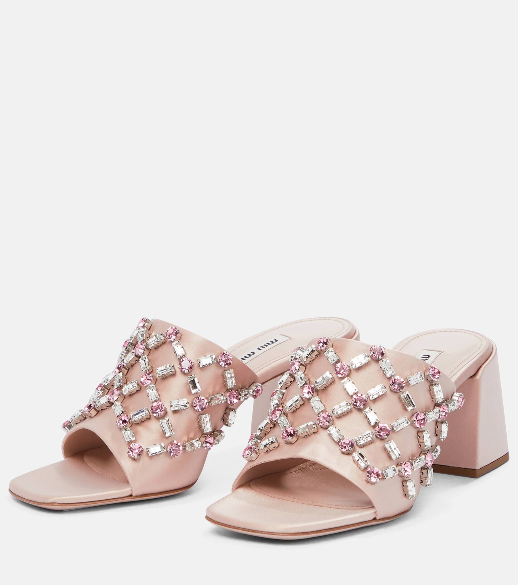 Embellished satin sandals - 5