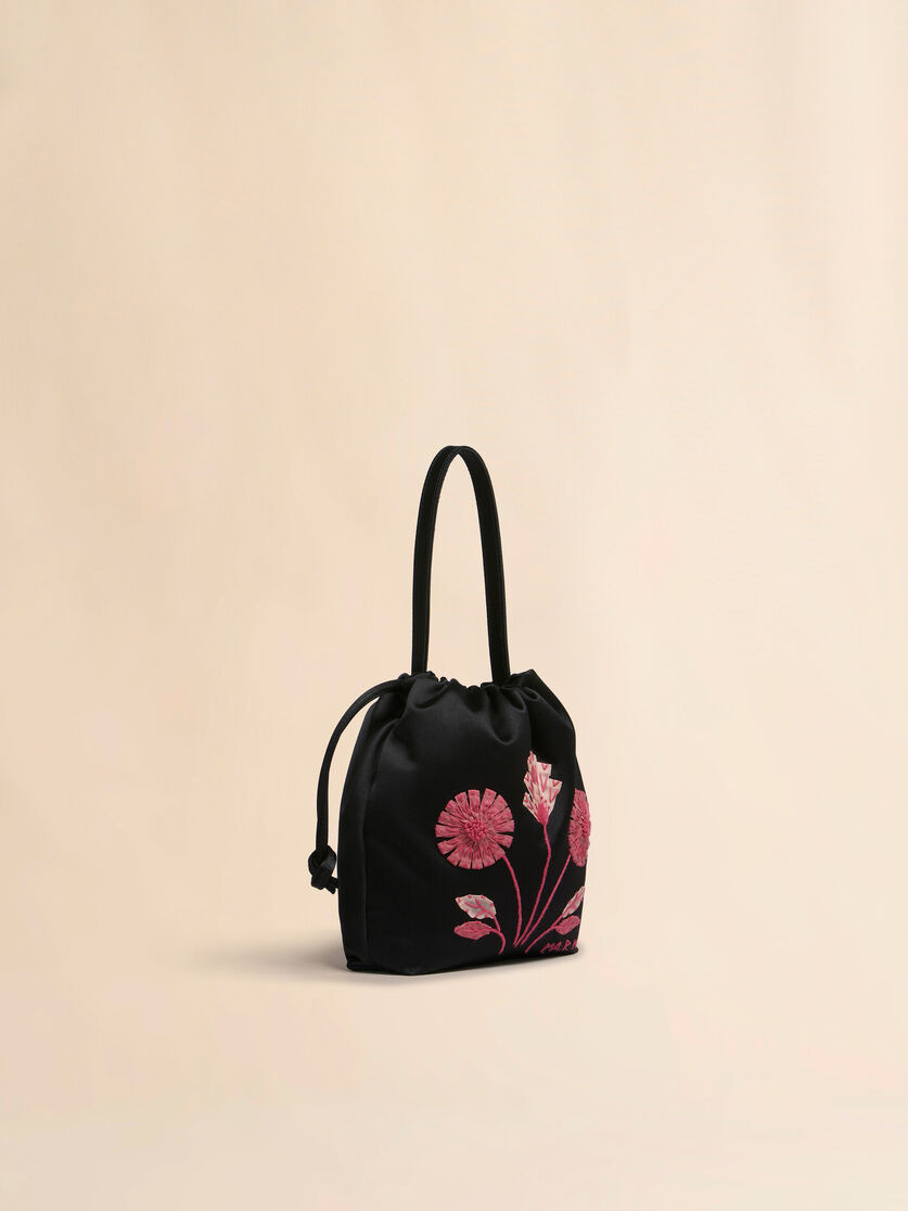 BLACK SATIN SCRUNCHIE SMALL DRAWSTRING BAG - 6