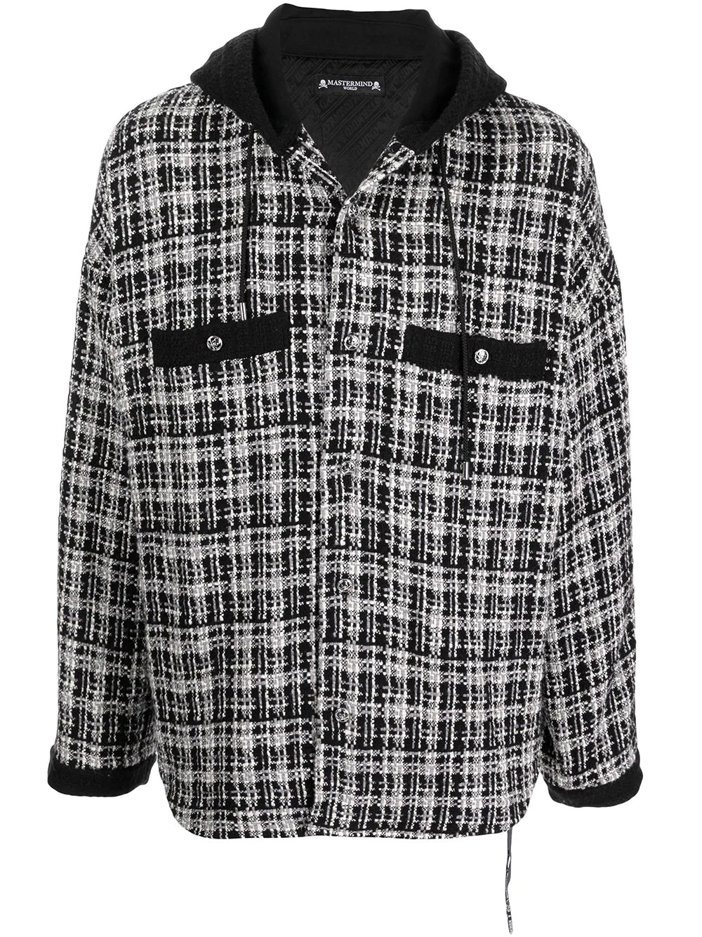 checked cotton hooded jacket - 1