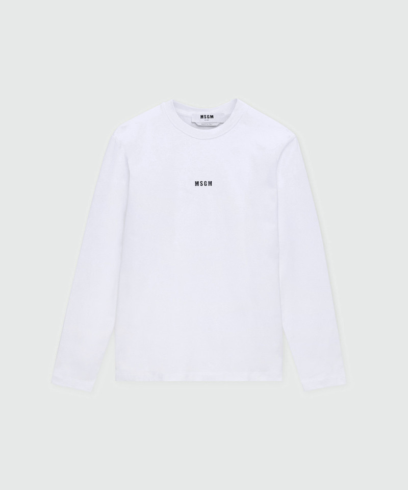 White jersey T-shirt with micro logo 1