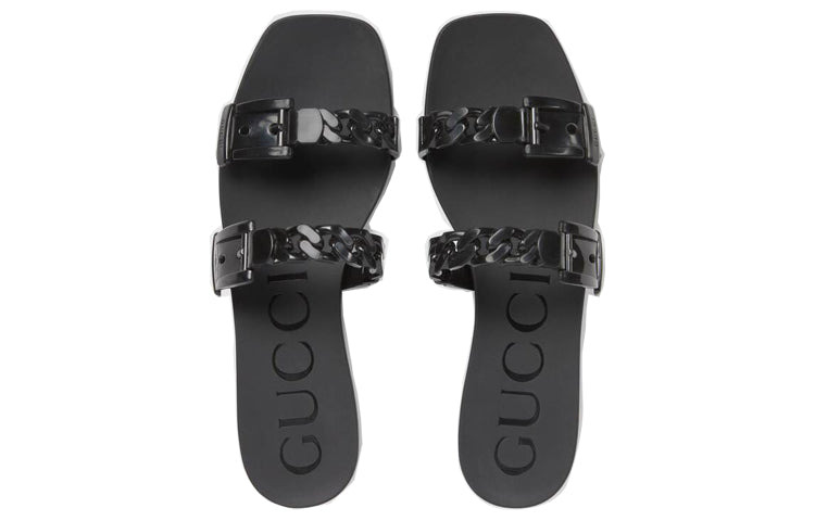 (WMNS) Gucci Rubber Slide Sandal 'Black' 624731-J8700-1000 - 4