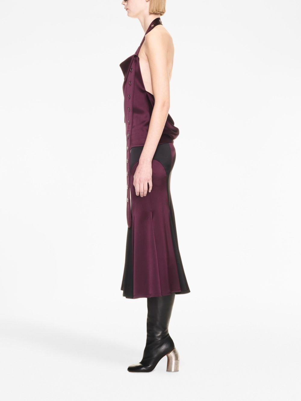 pleated satin midi skirt - 3