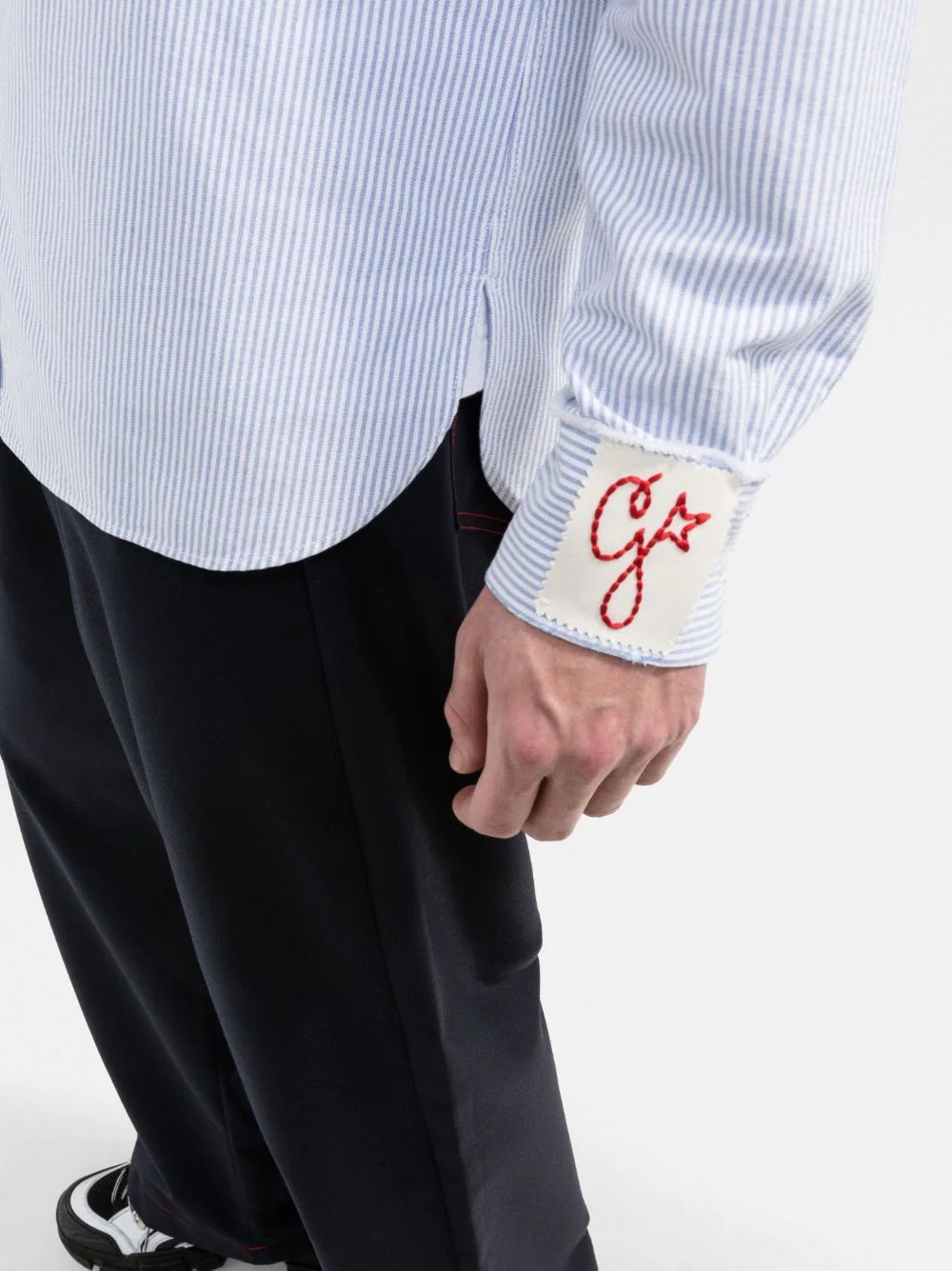 G logo-embroidery striped shirt - 5