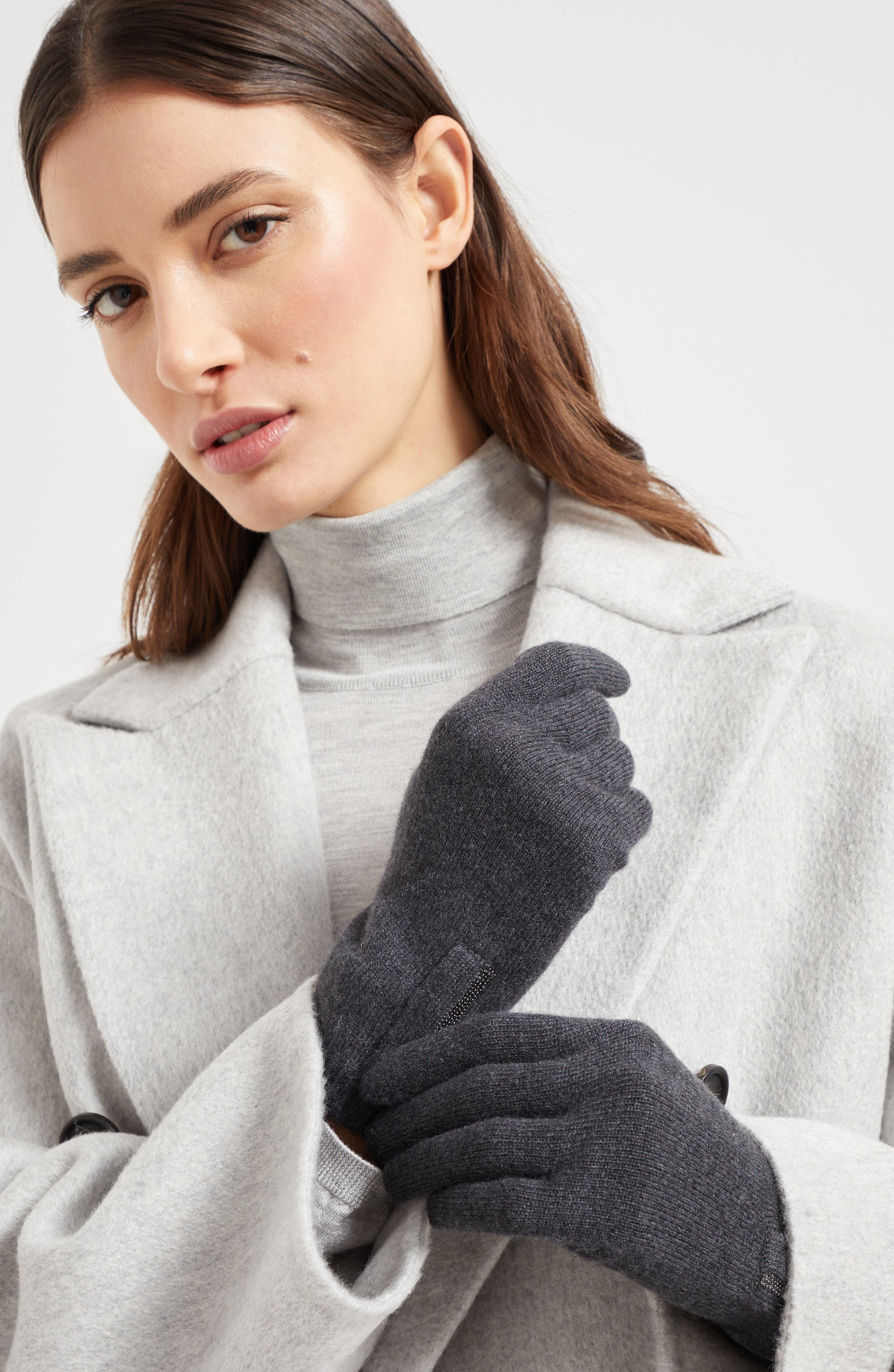 Brunello Cucinelli Knit gloves in Anthracite at Nordstrom - 4