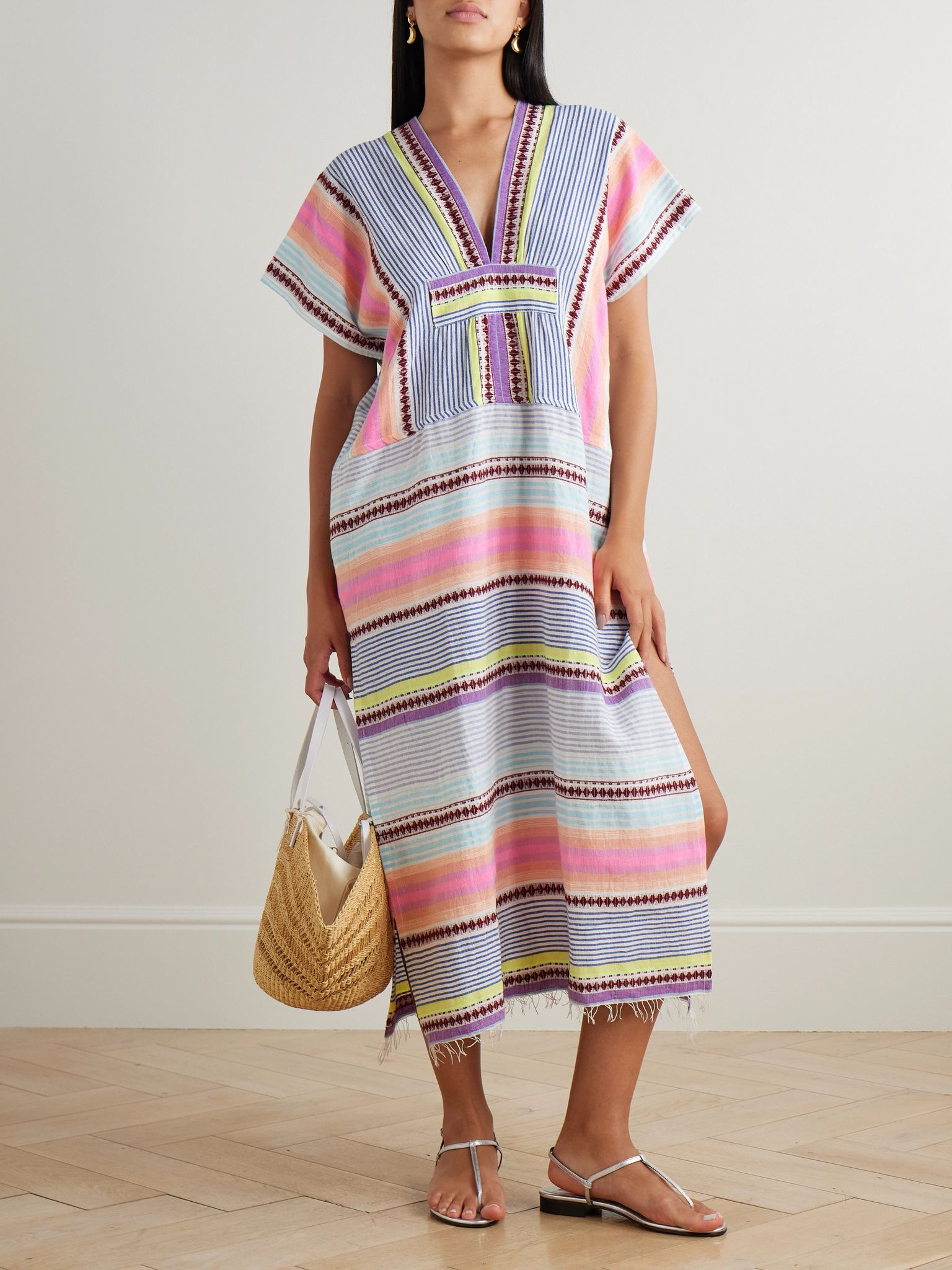 Gasira striped cotton-blend maxi dress Purple - 2