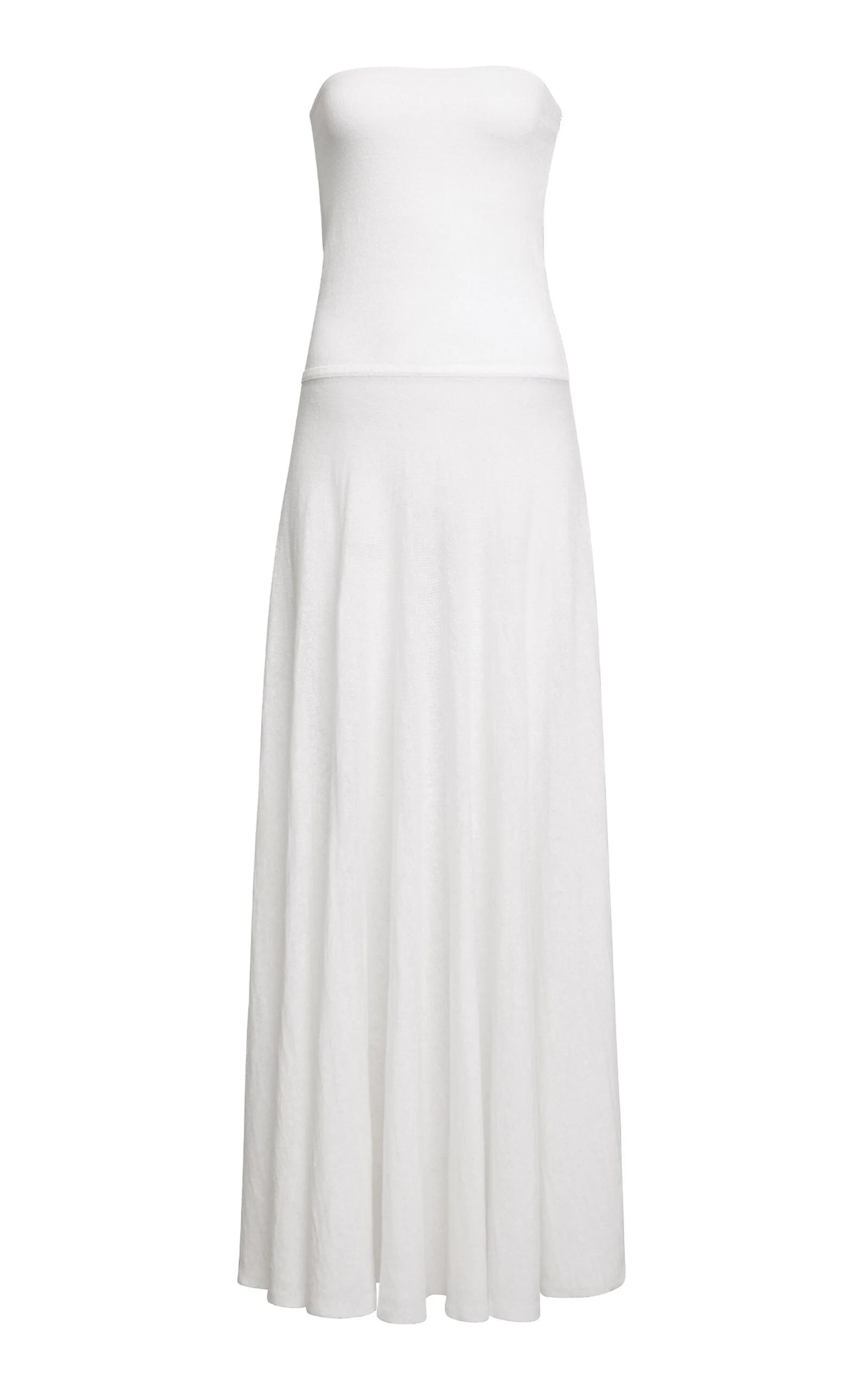 Strapless Linen Maxi Dress white - 1