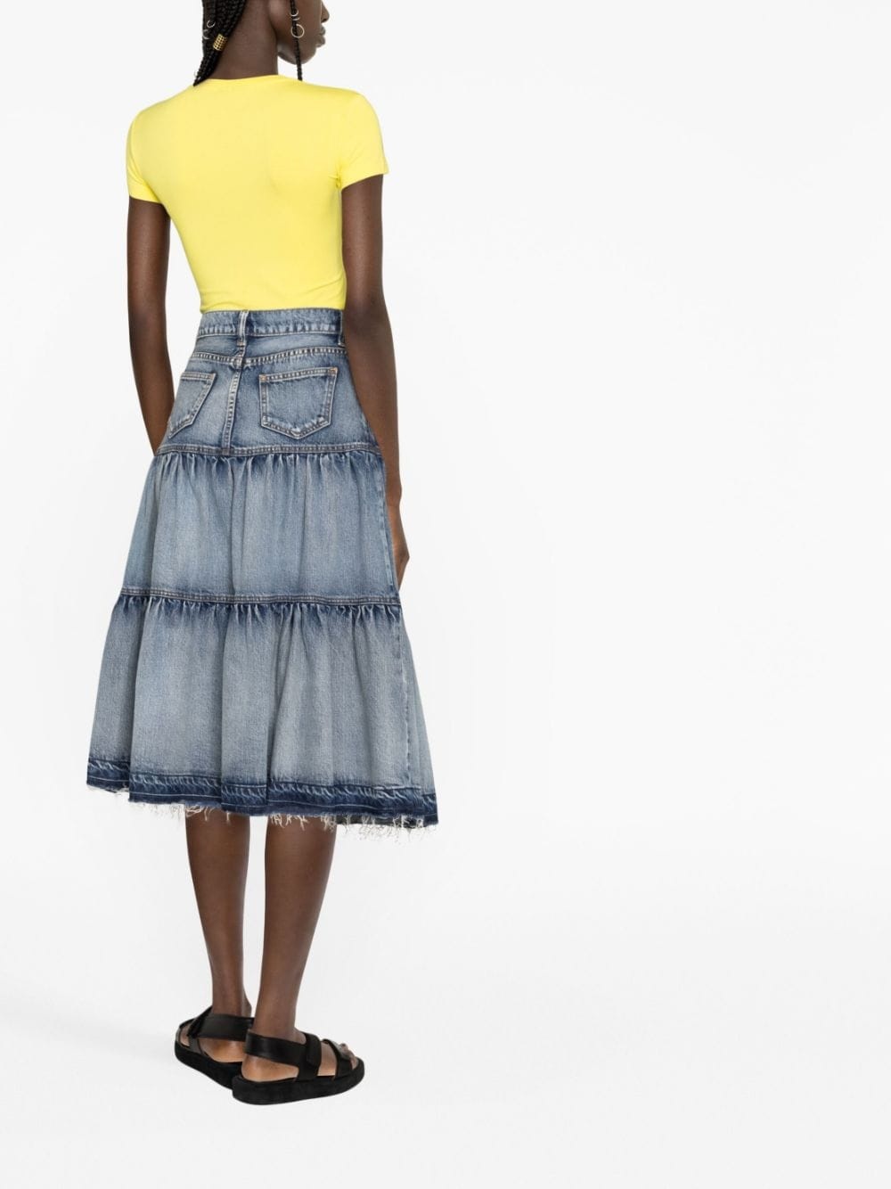 tiered denim skirt - 3