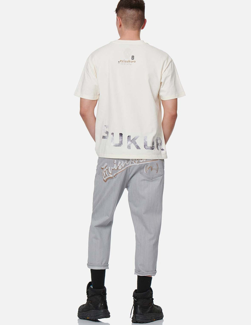 Logo Embroidery Drop-crotch Cropped-fit Denim Jeans #2027 3