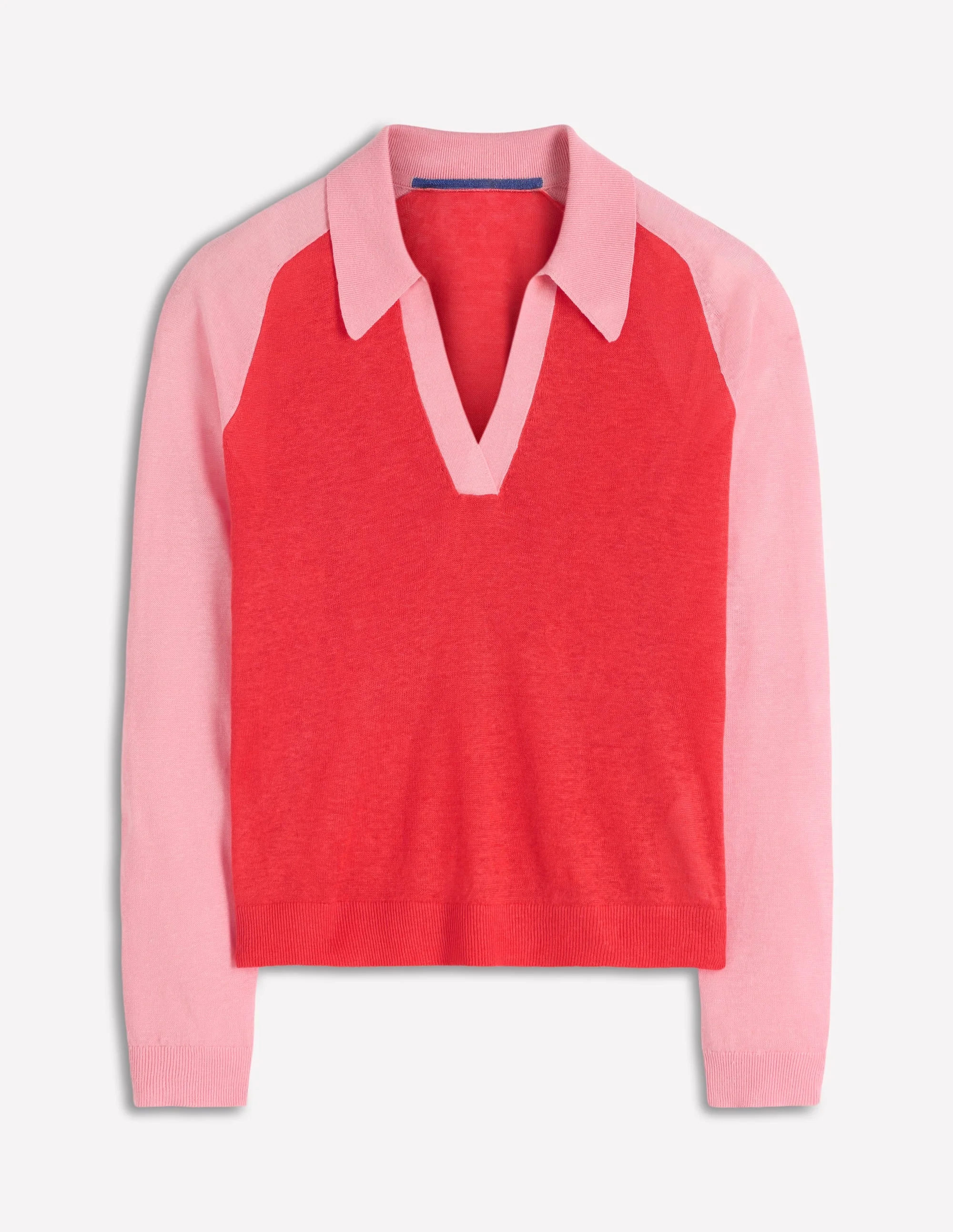 Agnes Collared Linen Jumper-Sunkissed Coral / Formica Pink - 1