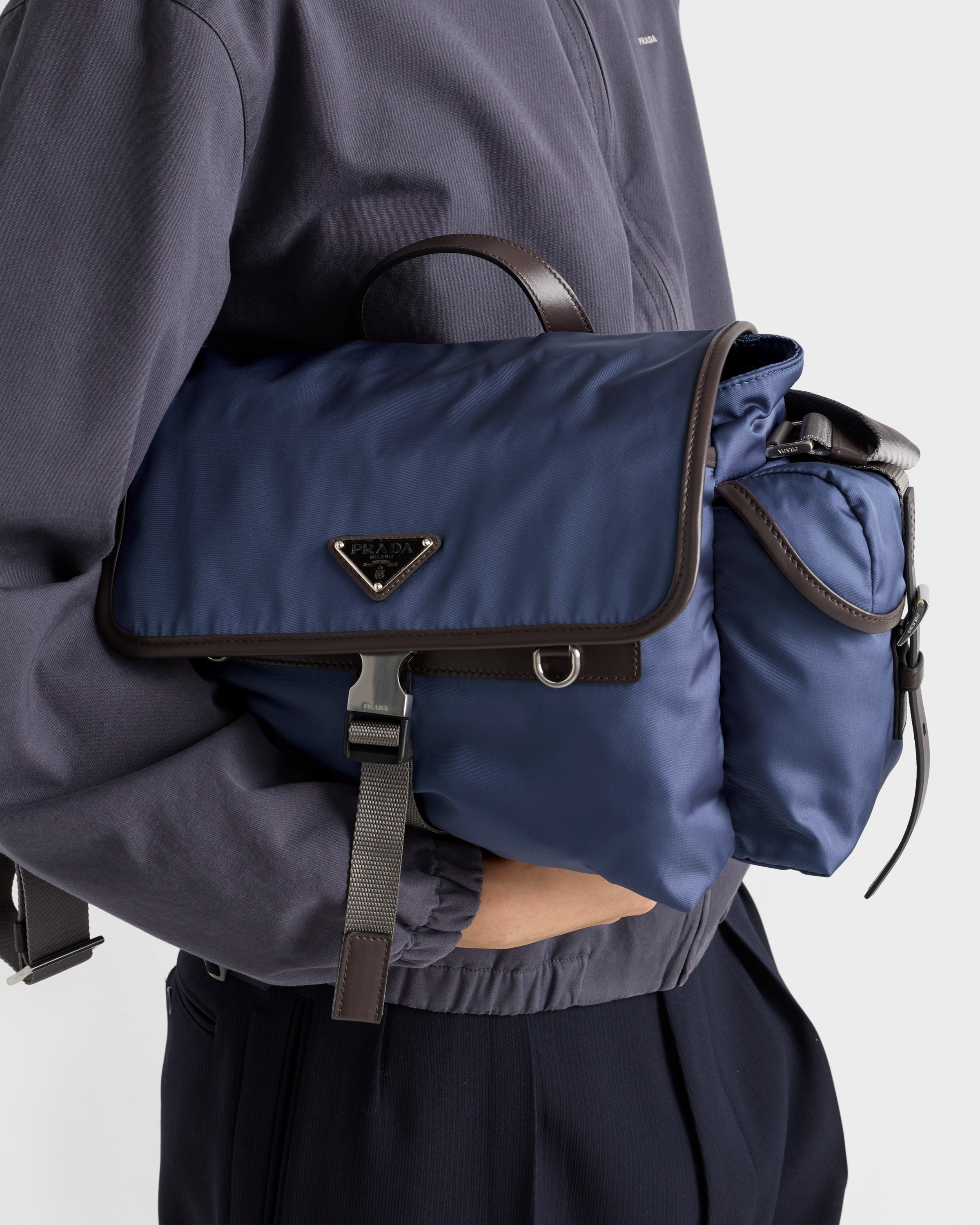 Re-Nylon and leather shoulder bag - 9