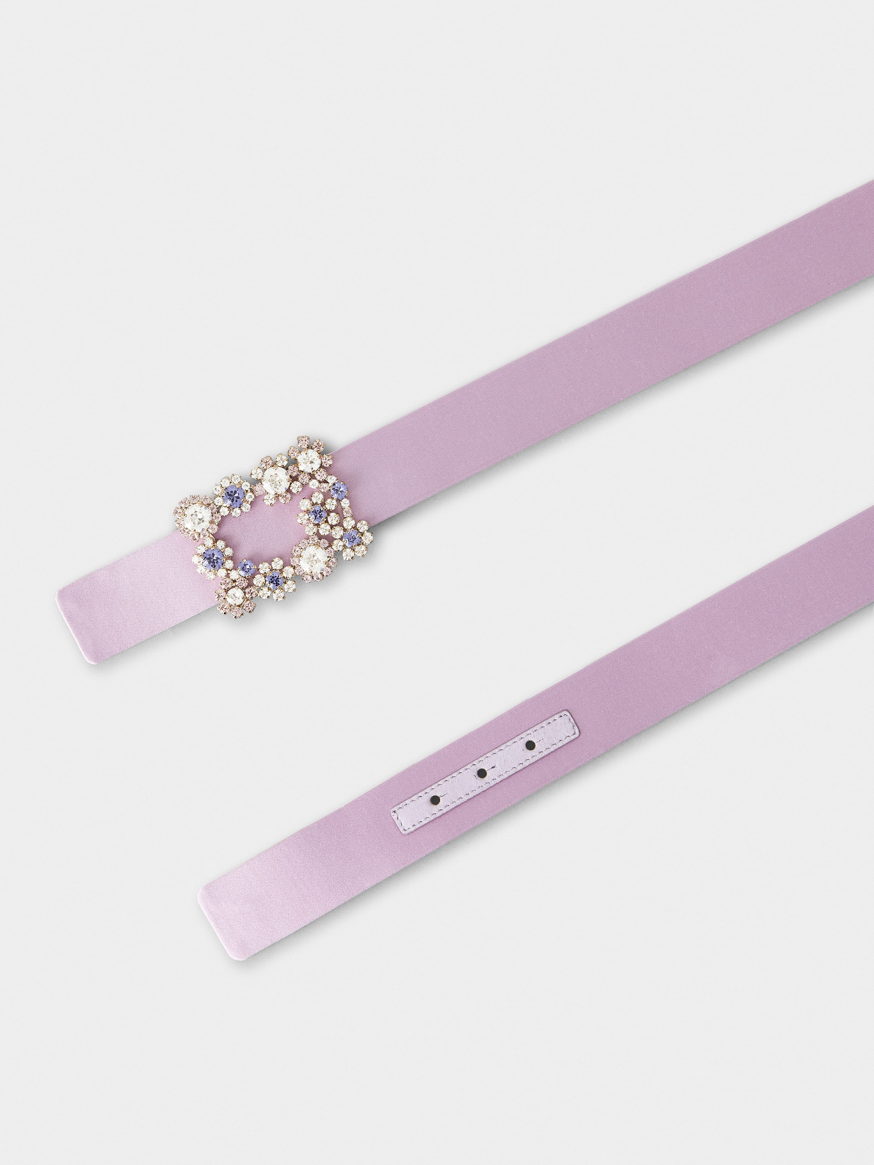 Flower Strass Colored Buckle Belt in Satin - 2