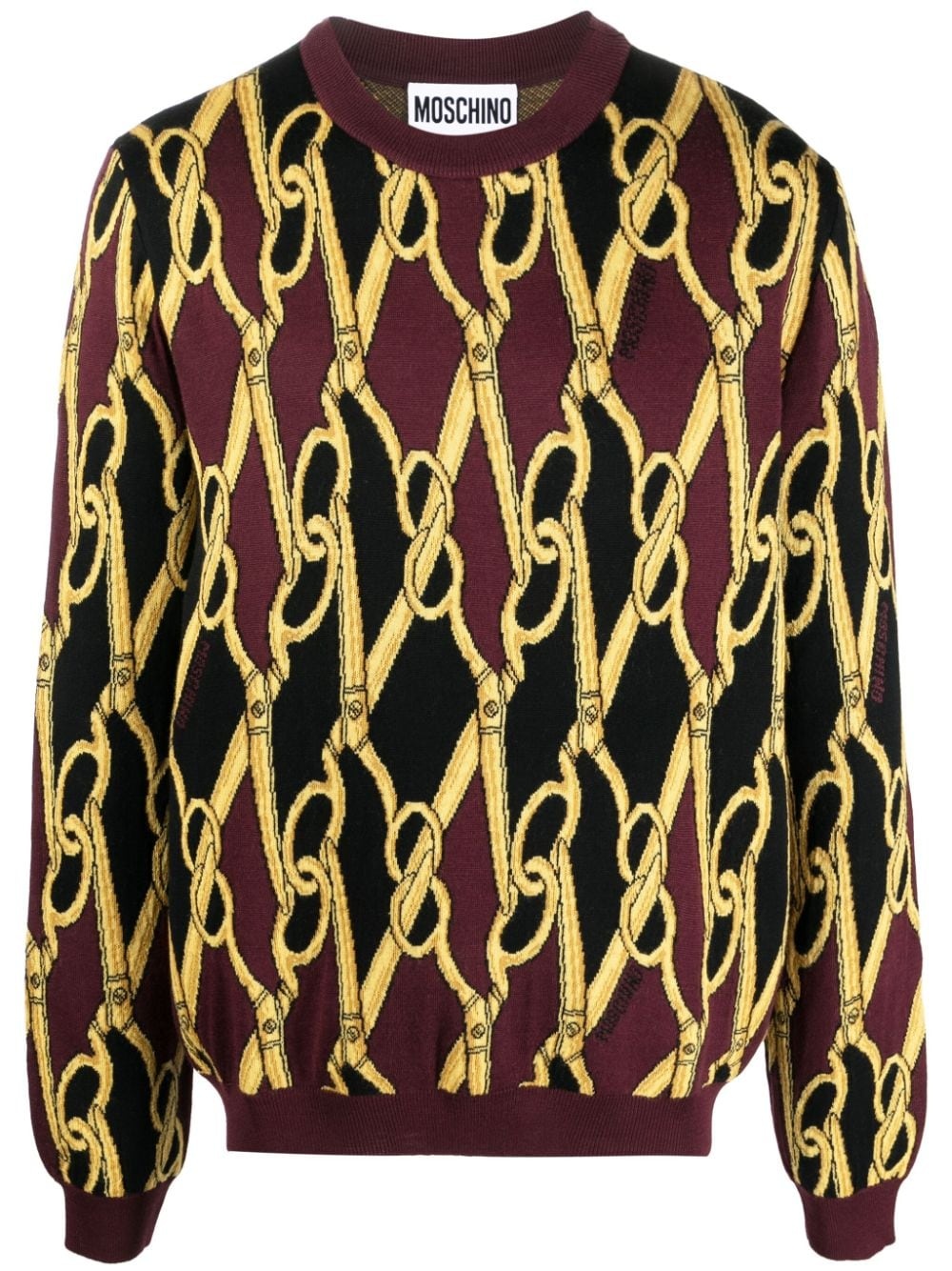 abstract-print virgin-wool jumper - 1