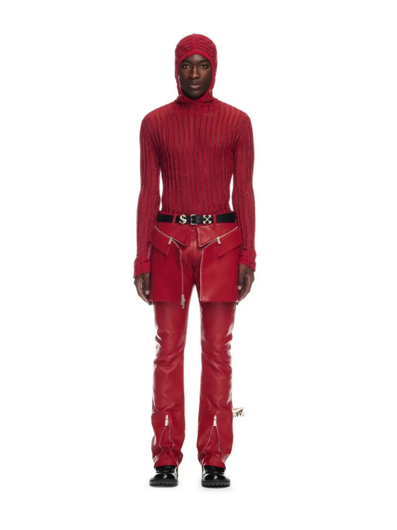 Red Crystal Knit Hoodie - 4