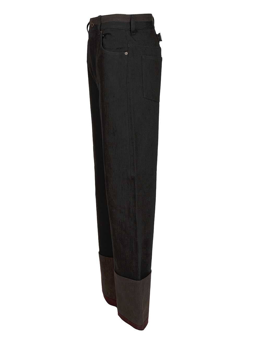 Cuffed Denim Jeans Trousers Black - 3