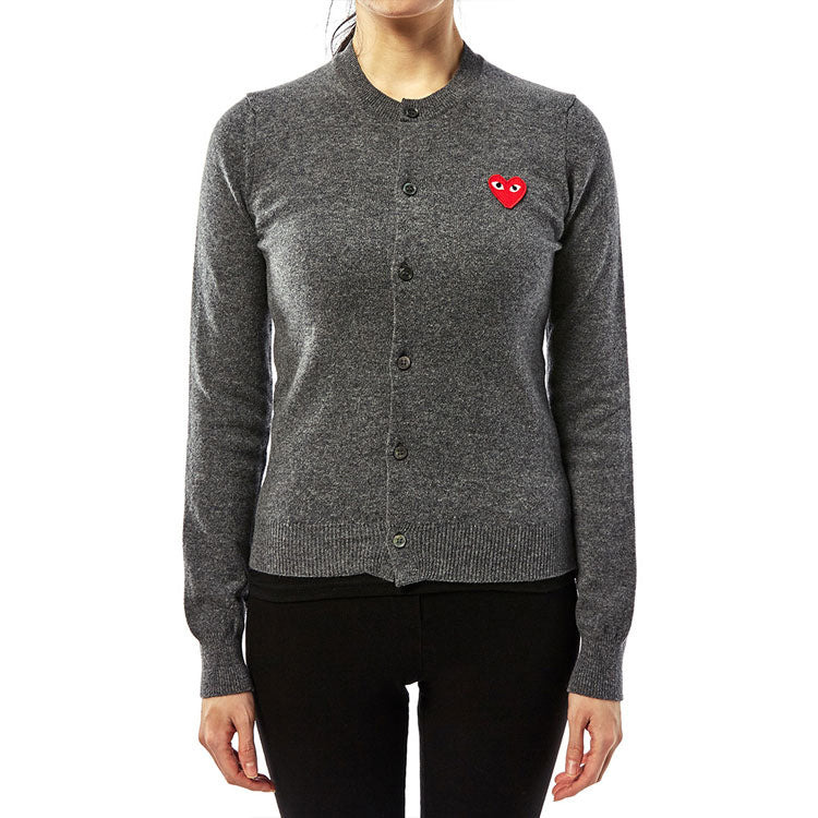 (WMNS) COMME des GARCONS PLAY Cardigan Red Emblem 'Grey' AZ-N007-051-3 - 3