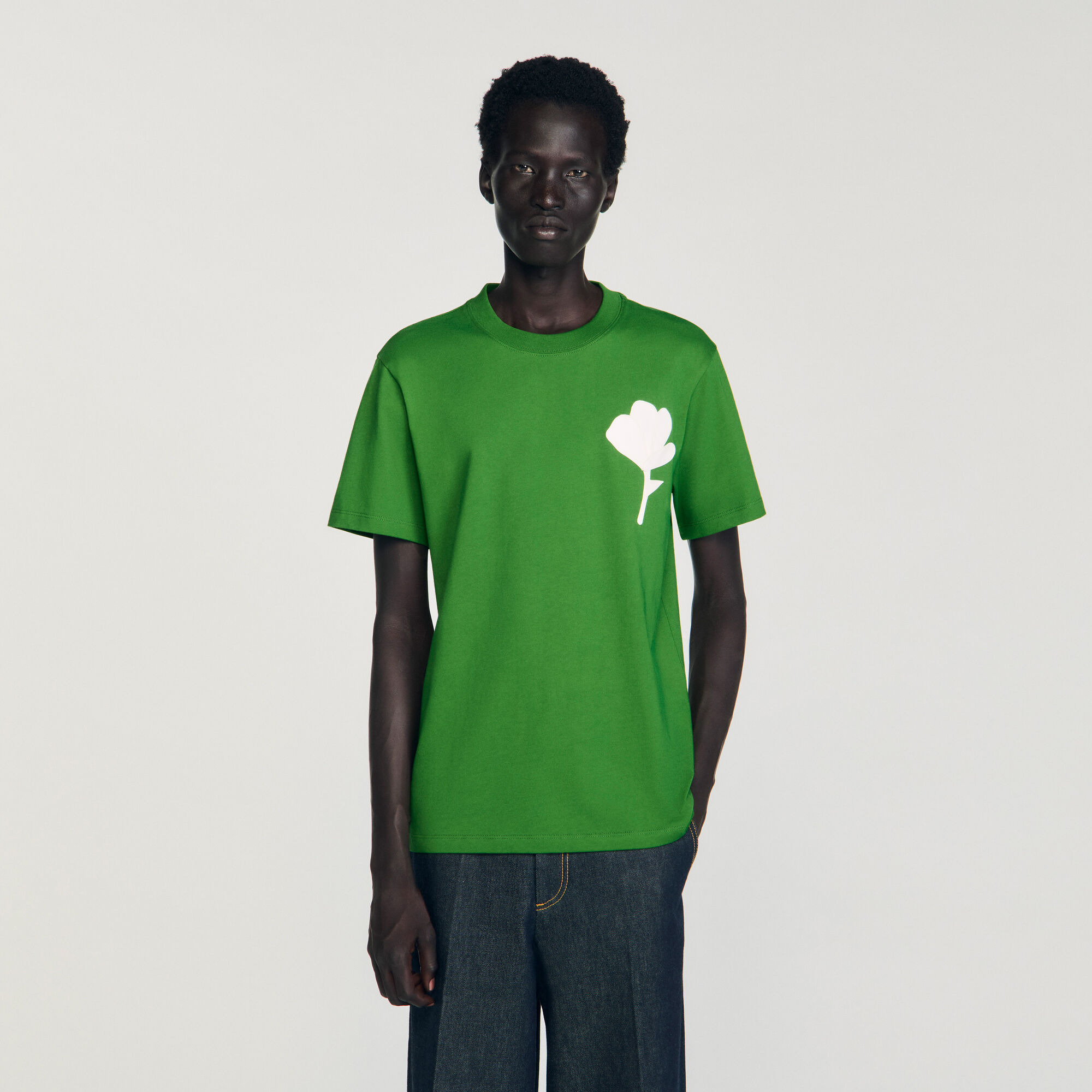 T-SHIRT WITH FLOWER PATCH - 4