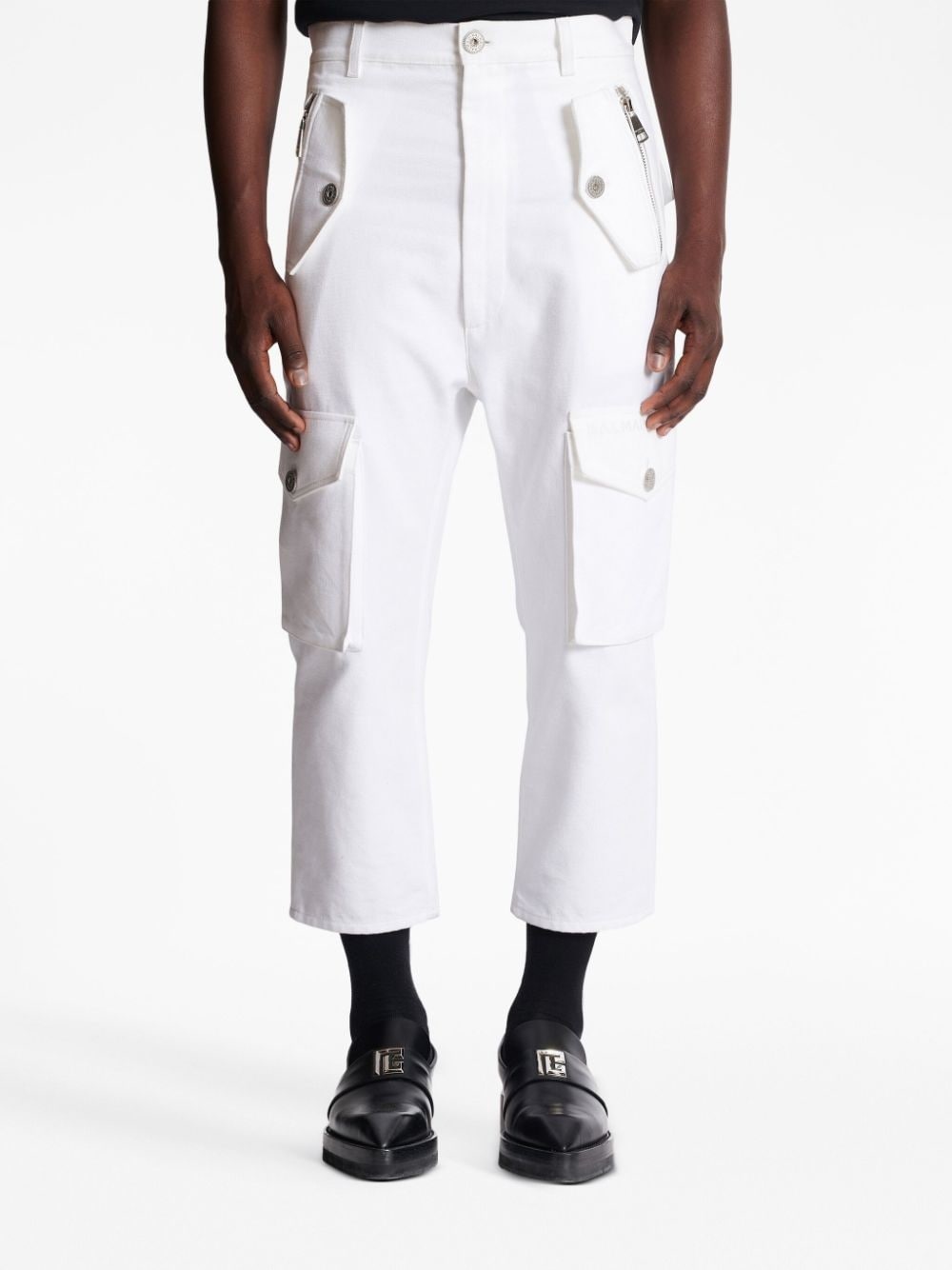 logo-plaque cargo-style cropped trousers - 5