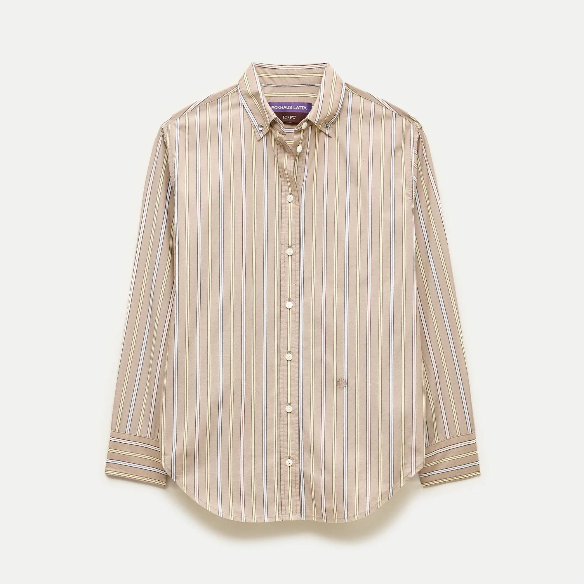 Eckhaus Latta x J.Crew overlap button-down shirt in striped cotton poplin - 1