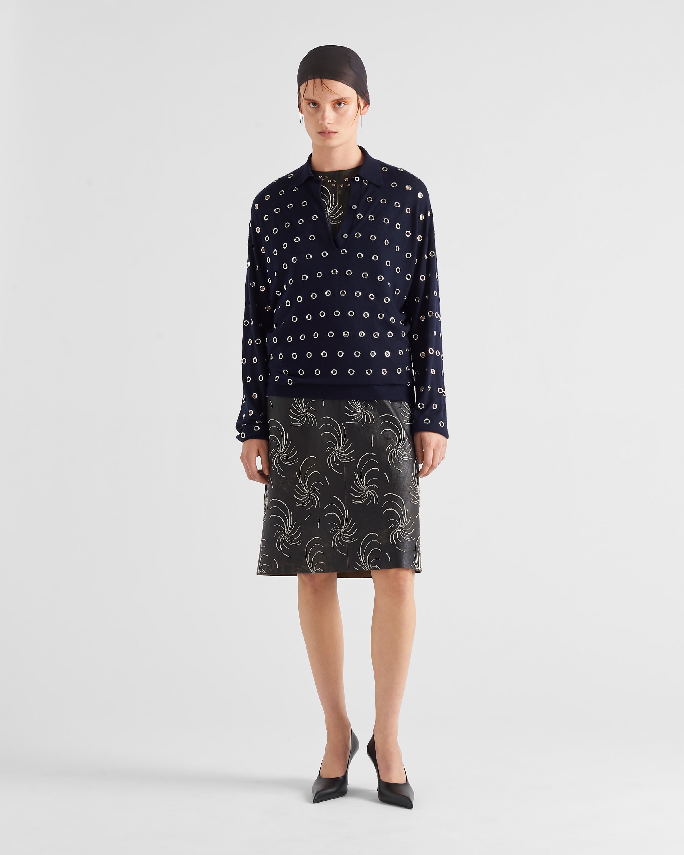 Cashmere polo shirt with grommets - 2