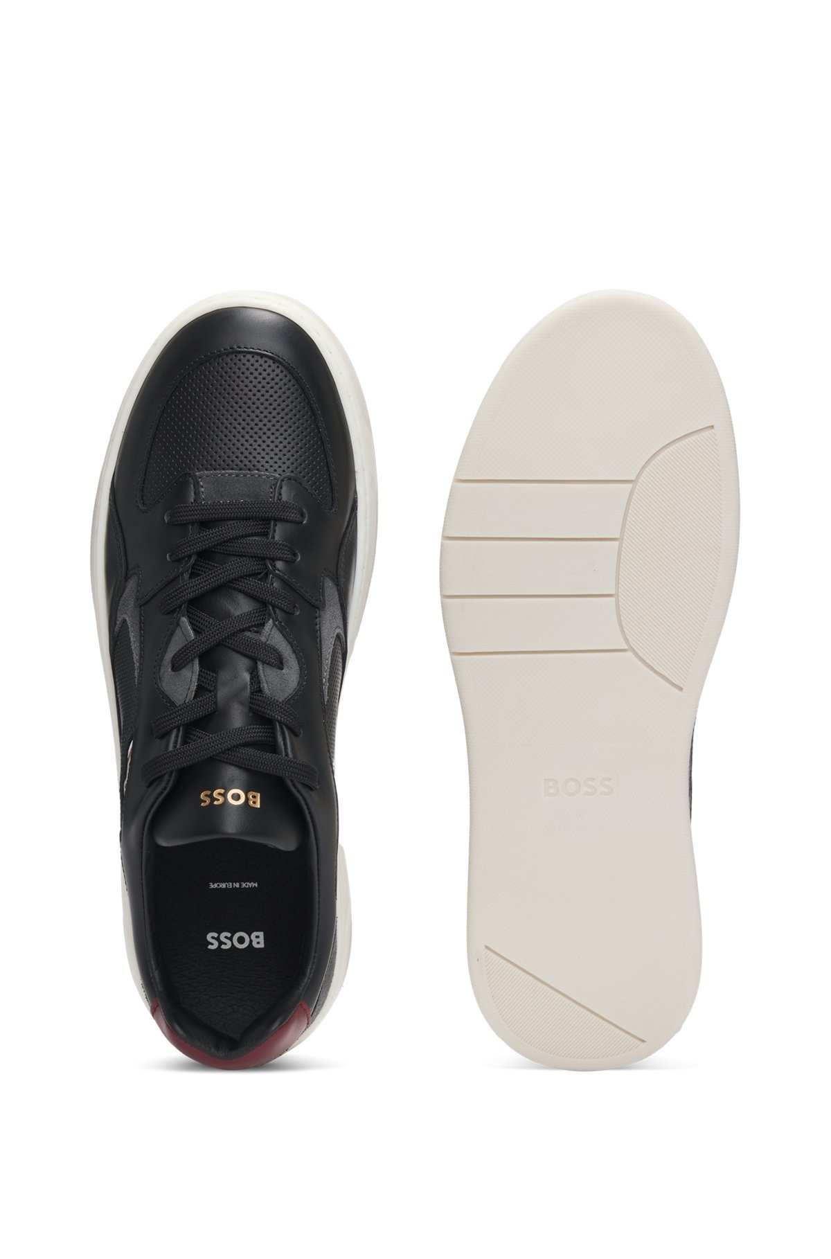 MIXED-LEATHER TRAINERS WITH LAYERED UPPER - 4