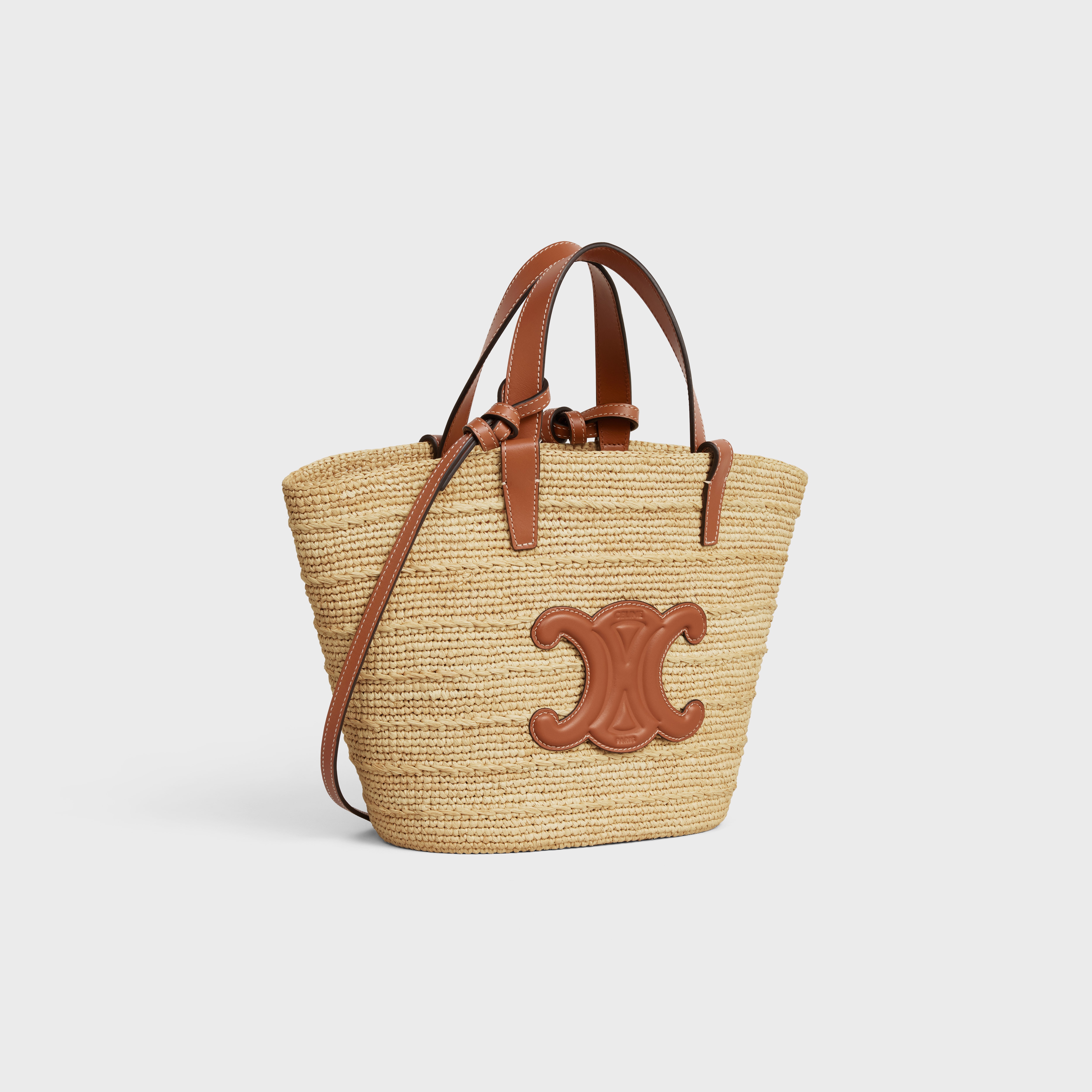 CELINE☆Panier Tresse Raphia パリ発 Celine Medium Braided Triomphe Classic Panier in Raffia and