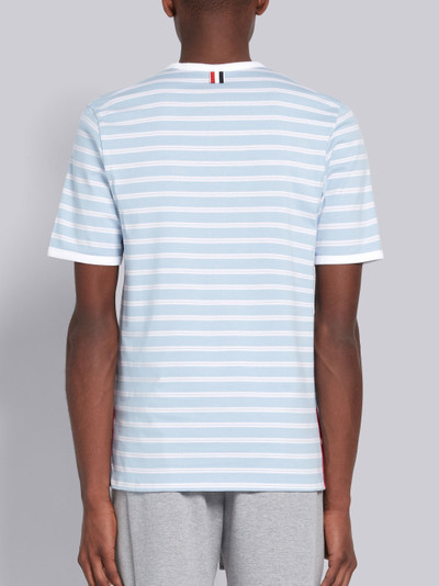 Thom Browne Light Blue Cotton Hairline Stripe Short Sleeve Ringer T-shirt outlook