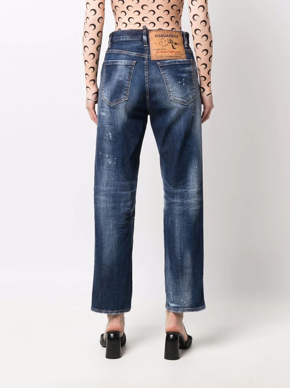 distressed high-waisted jeans - 4