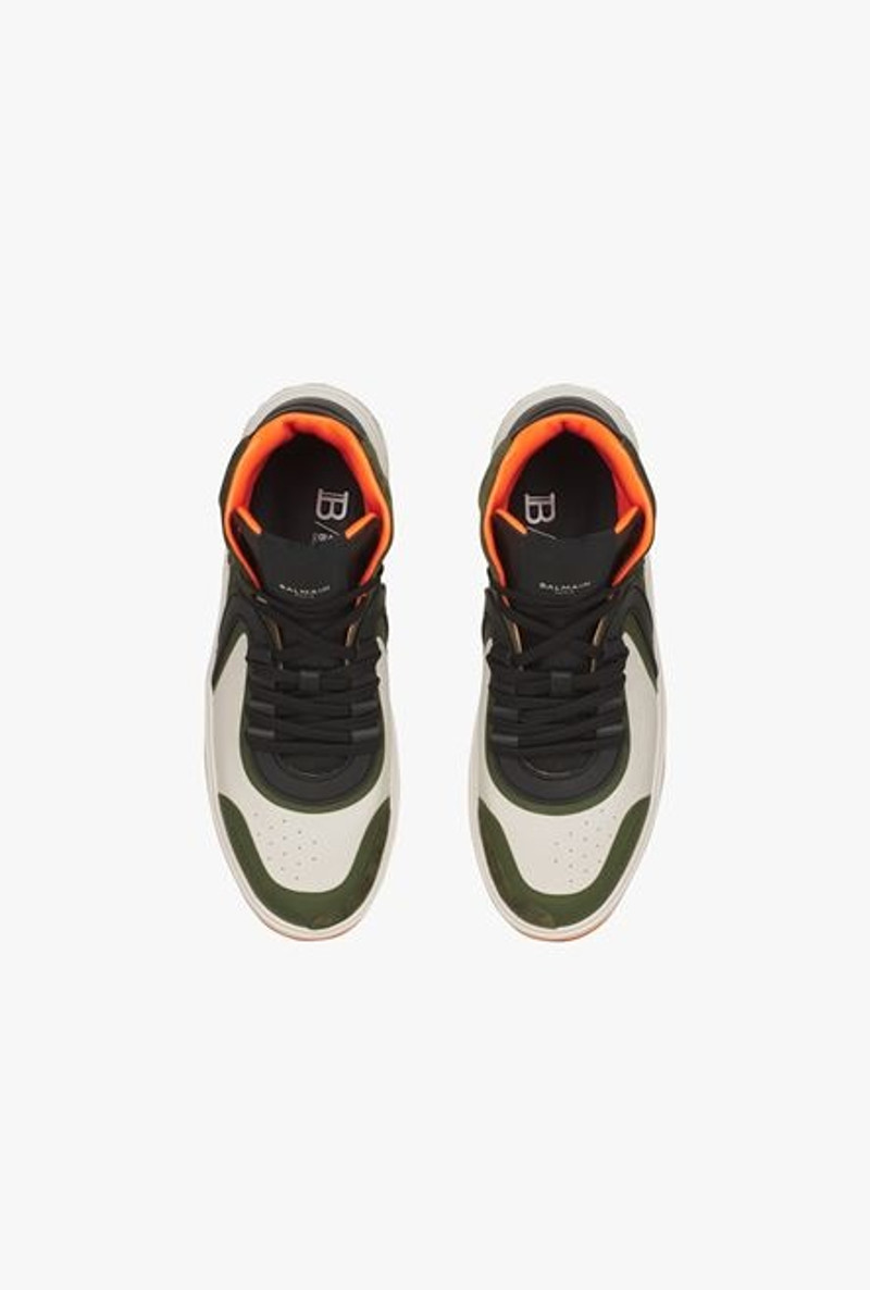 Khaki and white calfskin and suede B-Skate high-top sneakers 4
