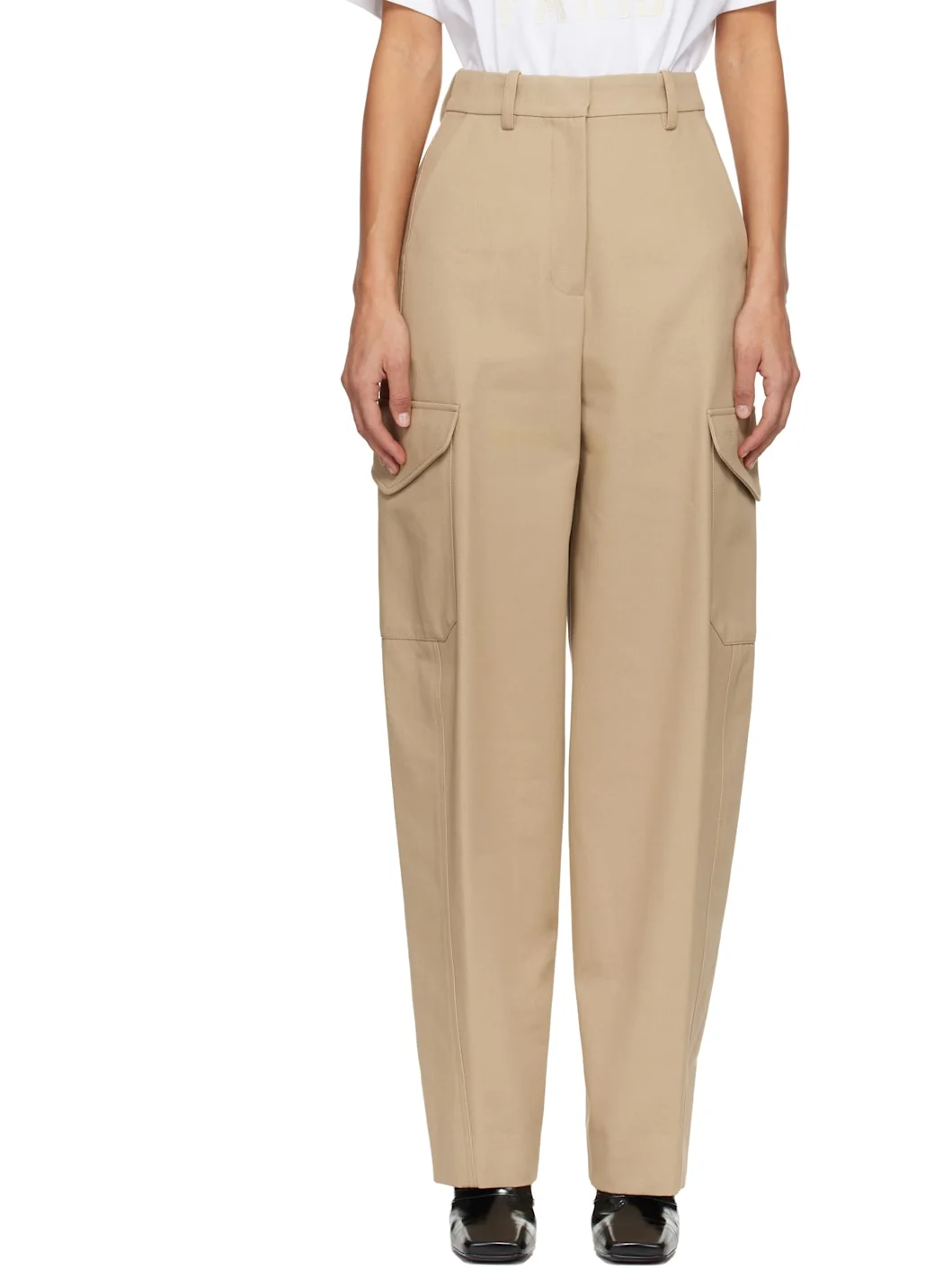 Beige Cocoon Utility Trousers - 1