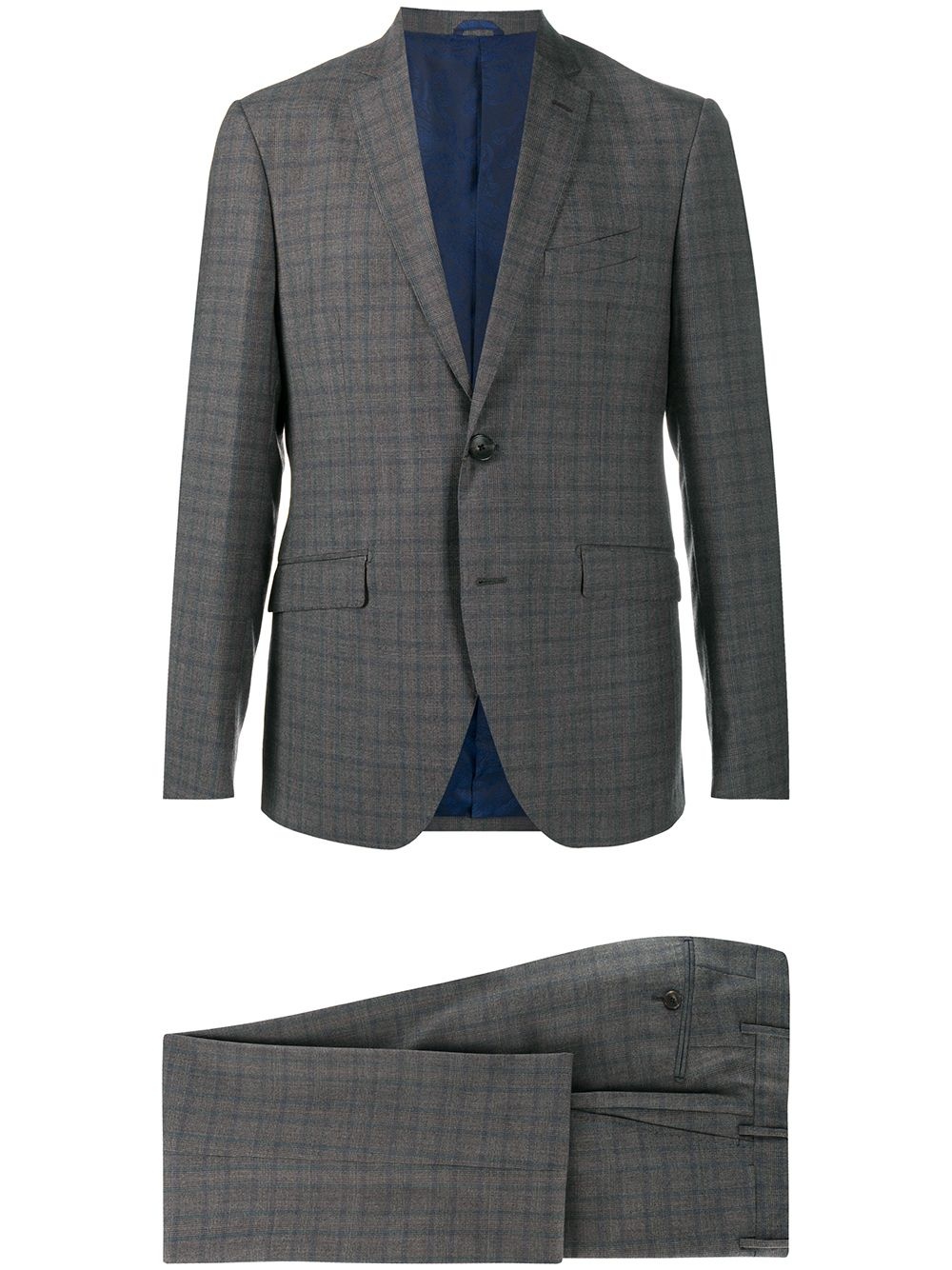 check pattern wool suit - 1