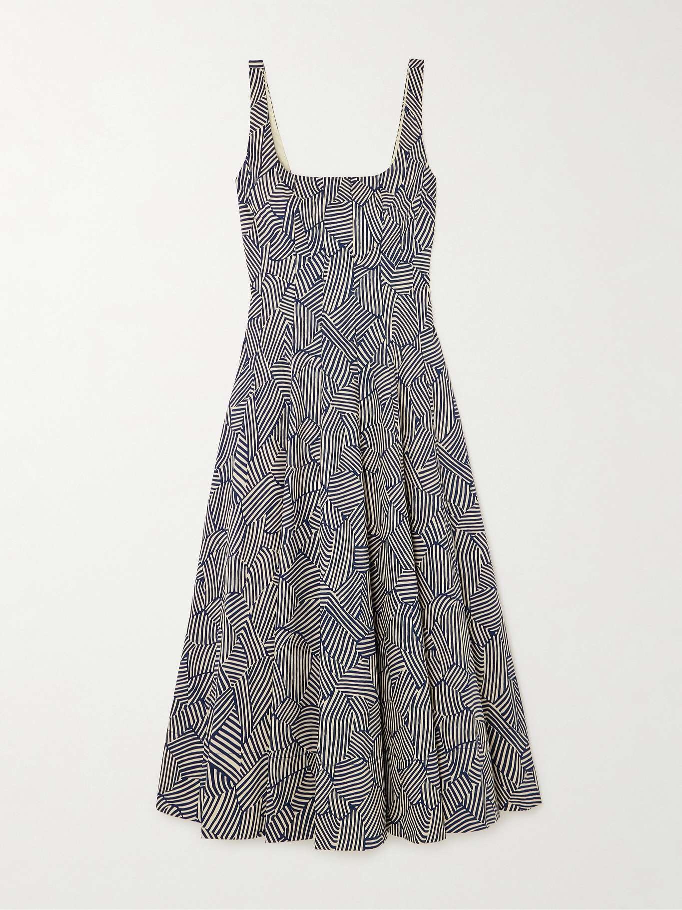 Wells pleated printed cotton-blend poplin midi dress - 1