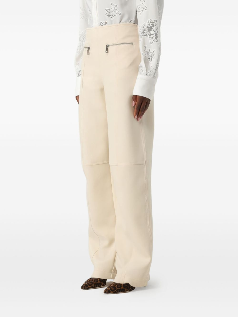 zip-pockets high-waisted trousers - 2
