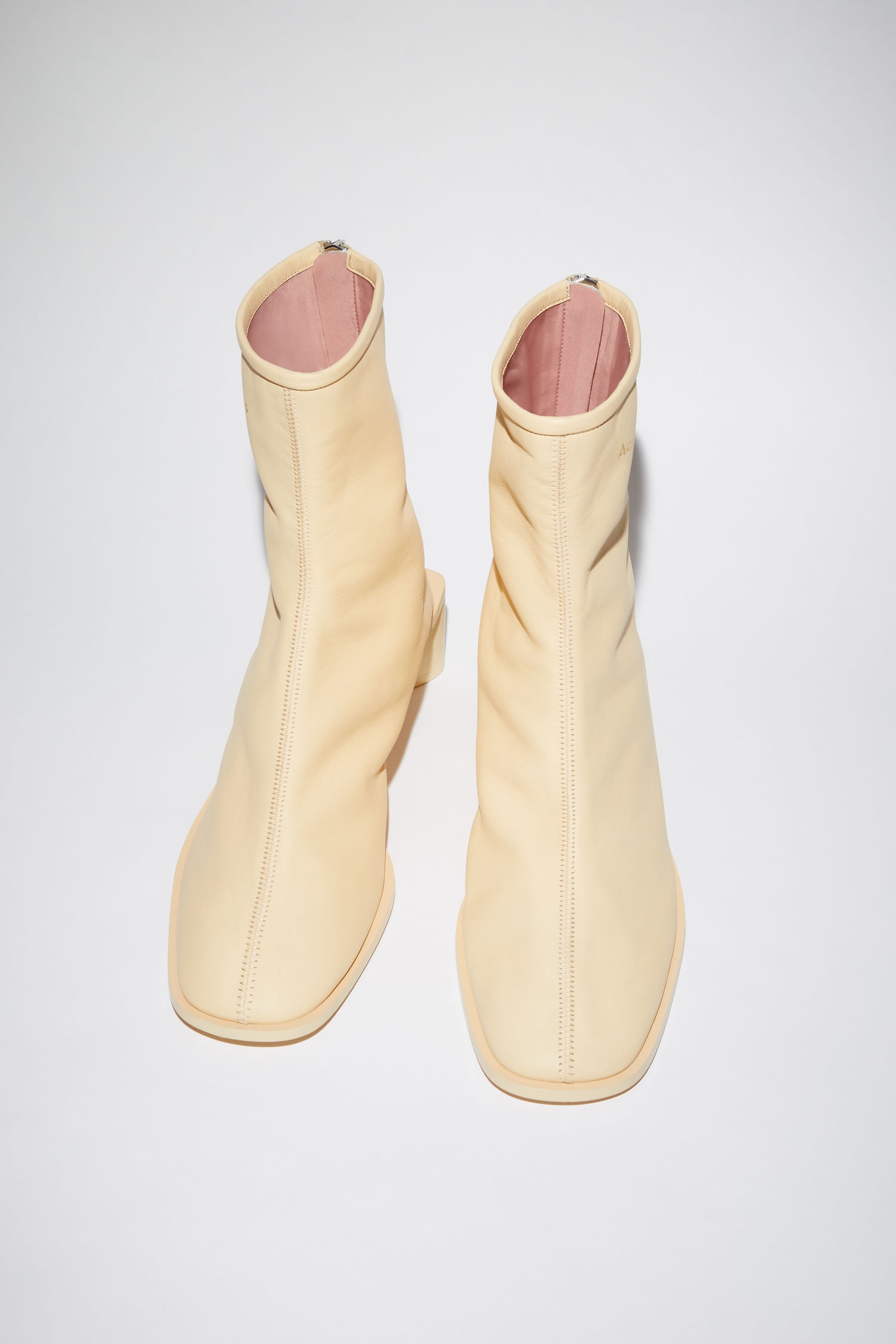 Branded leather boots - Almond beige - 2