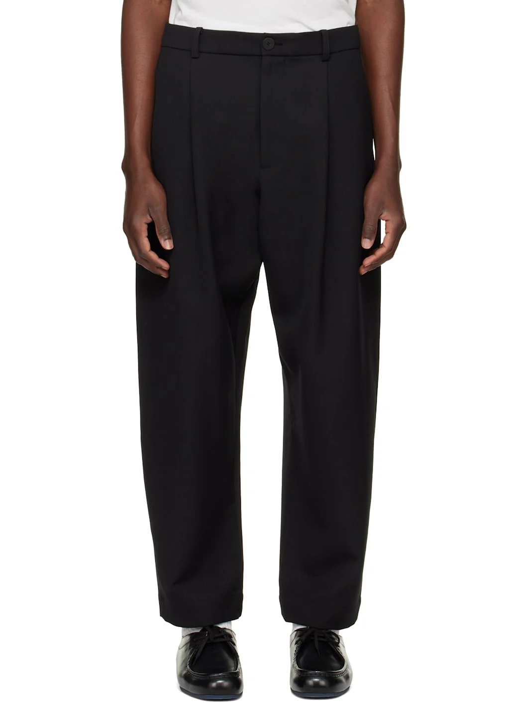 Black Tuck Pleated Trousers - 1