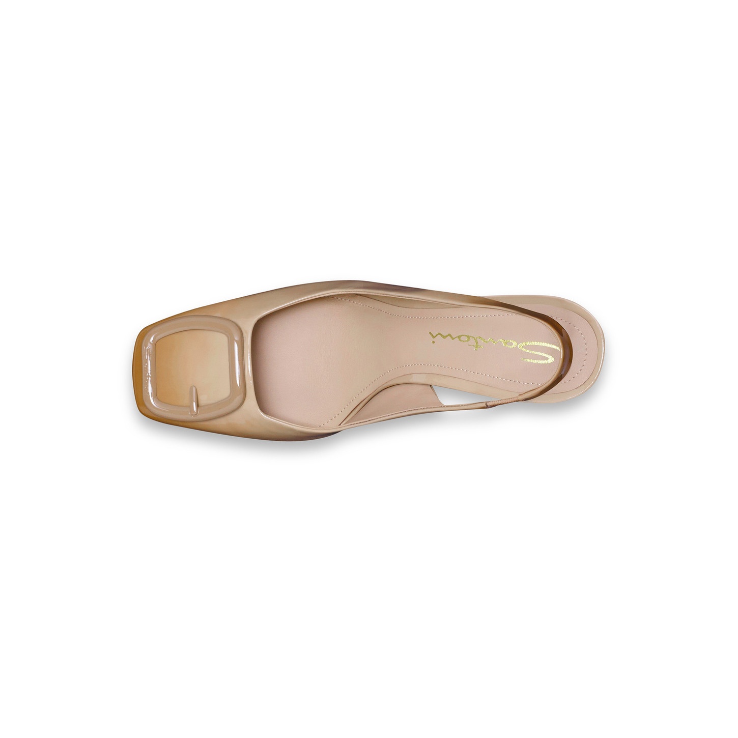 Women's beige patent leather high-heel slingback - 5