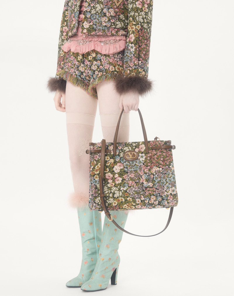 VALENTINO GARAVANI ANTIBES MEDIUM SHOPPING BAG IN APRES L'HIVER JACQUARD FABRIC 7