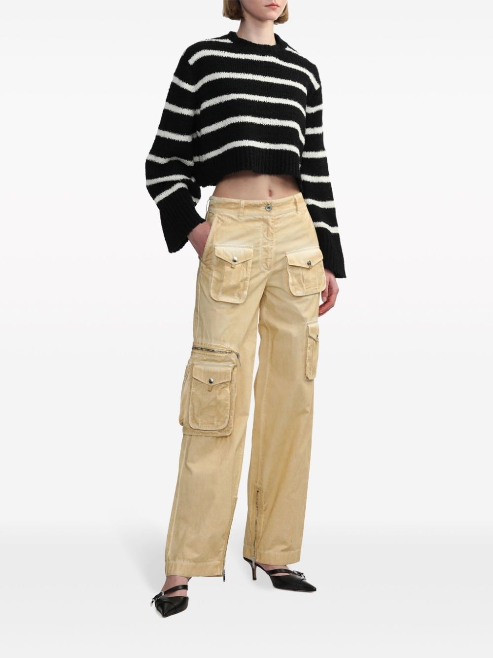 faded cotton cargo trousers - 2