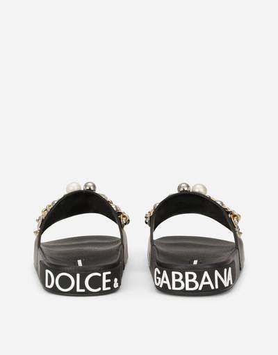 Dolce & Gabbana Rubber beachwear sliders with embroidery outlook