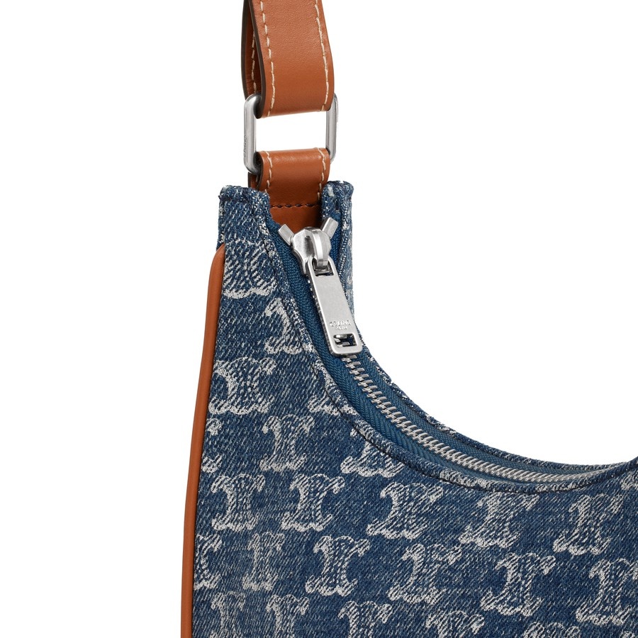 Ava bag in denim with Triomphe all-over and calfskin denim with Triomphe all-over - 3