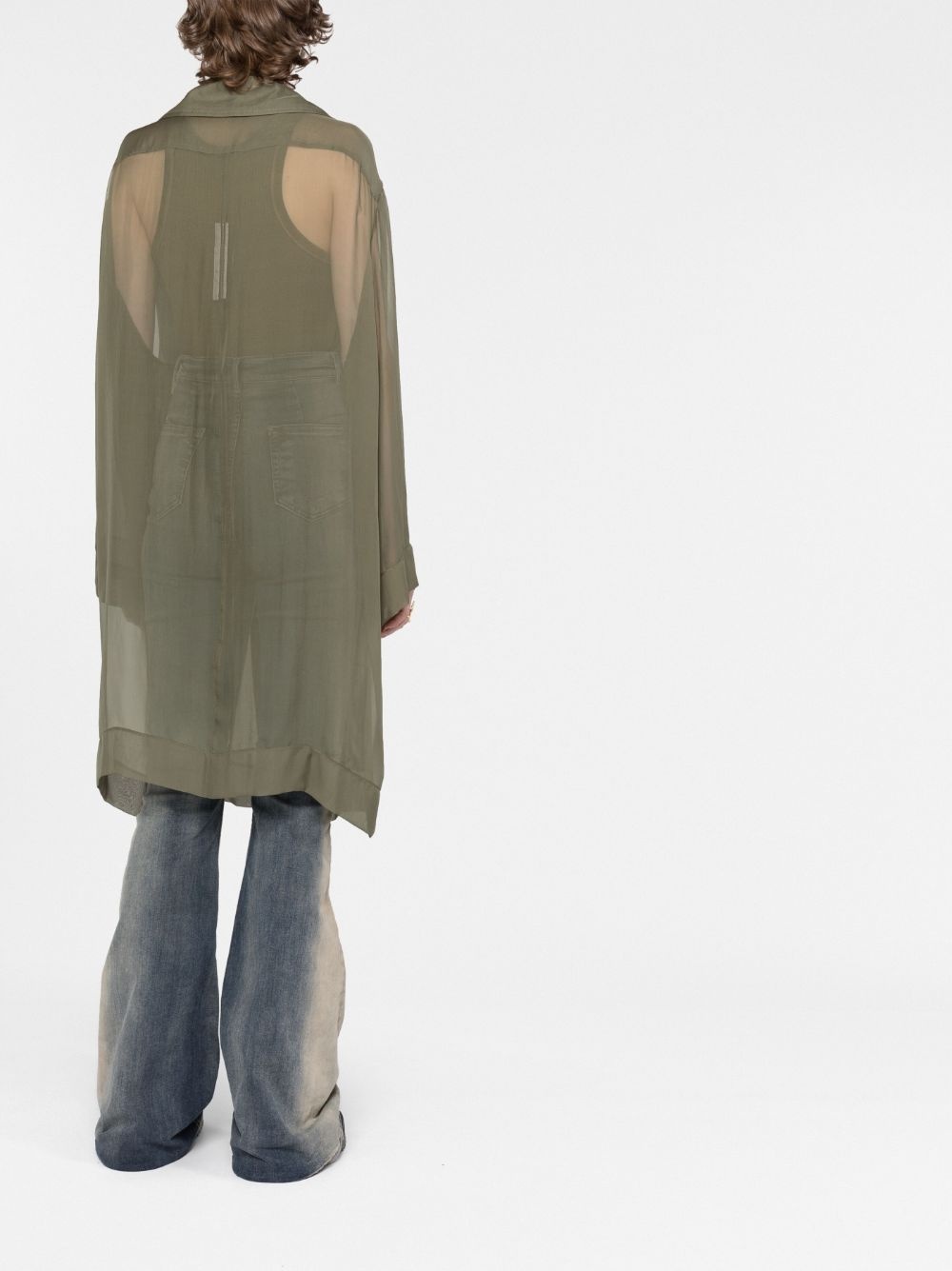 sheer silk trench coat - 6