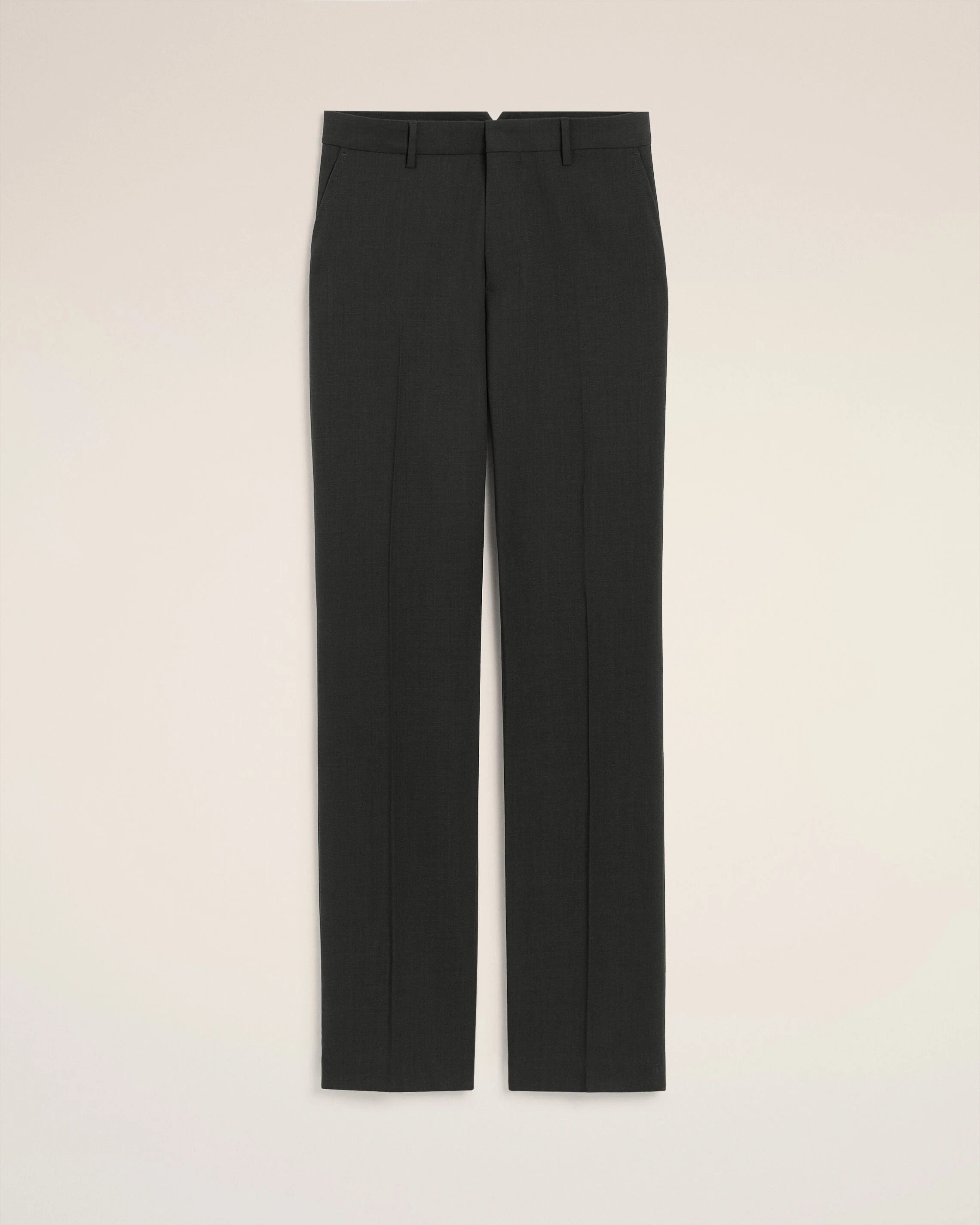 BLACK WOOL STRAIGHT TROUSERS - 1