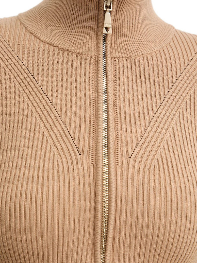 zip-neck ribbed mini dress 5