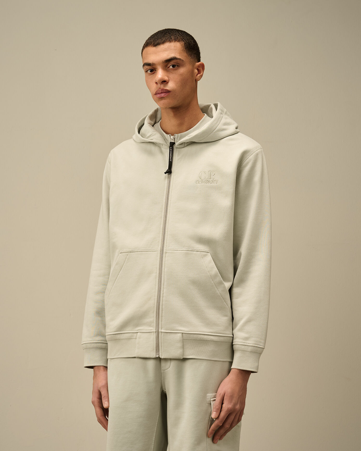 Diagonal Raised Fleece Full Zip Logo Sweatshirt - 3