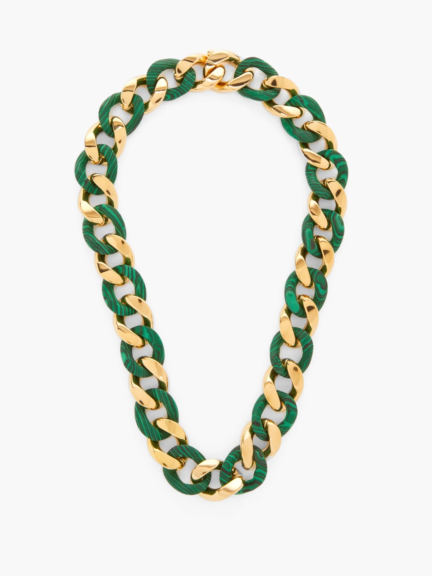 Malachite and 18kt gold-plated chain necklace - 3