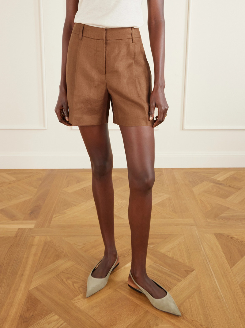 Pleated Linen-twill Shorts 4
