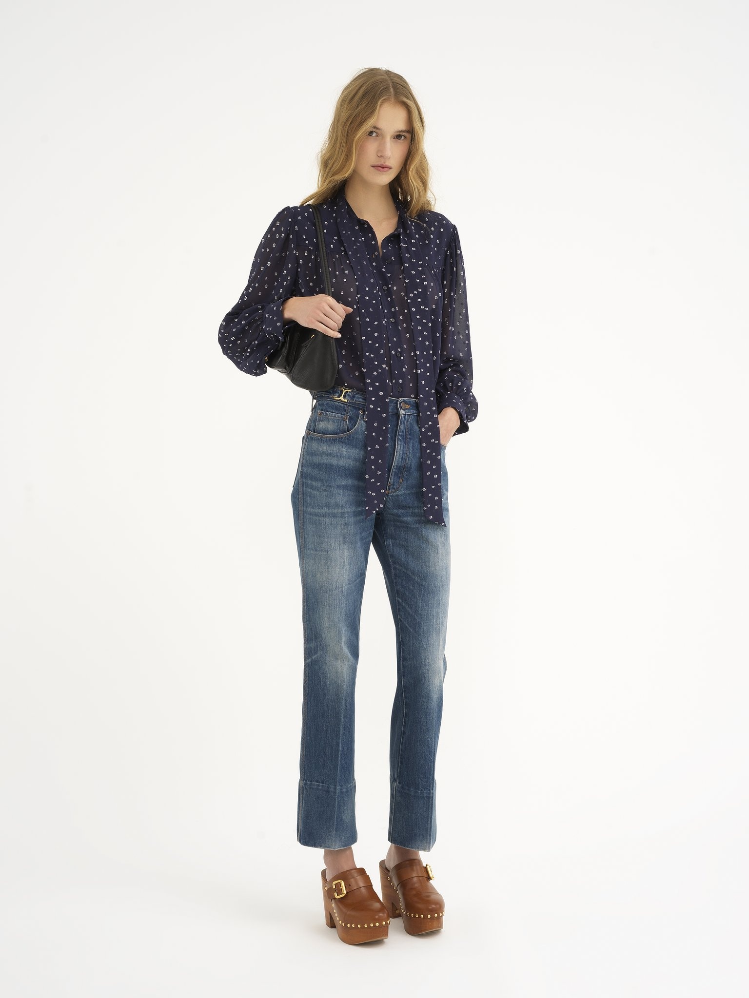 LAVALLIÈRE BLOUSE IN SILK & LUREX DOTS - 3