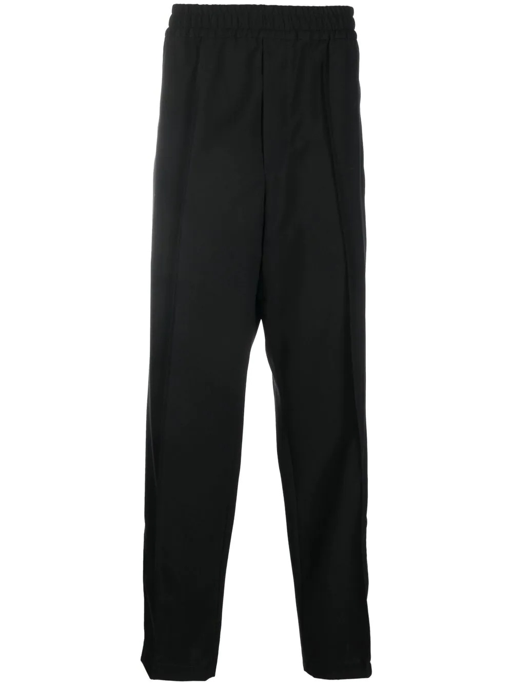 elasticated-waist straight-leg trousers - 1